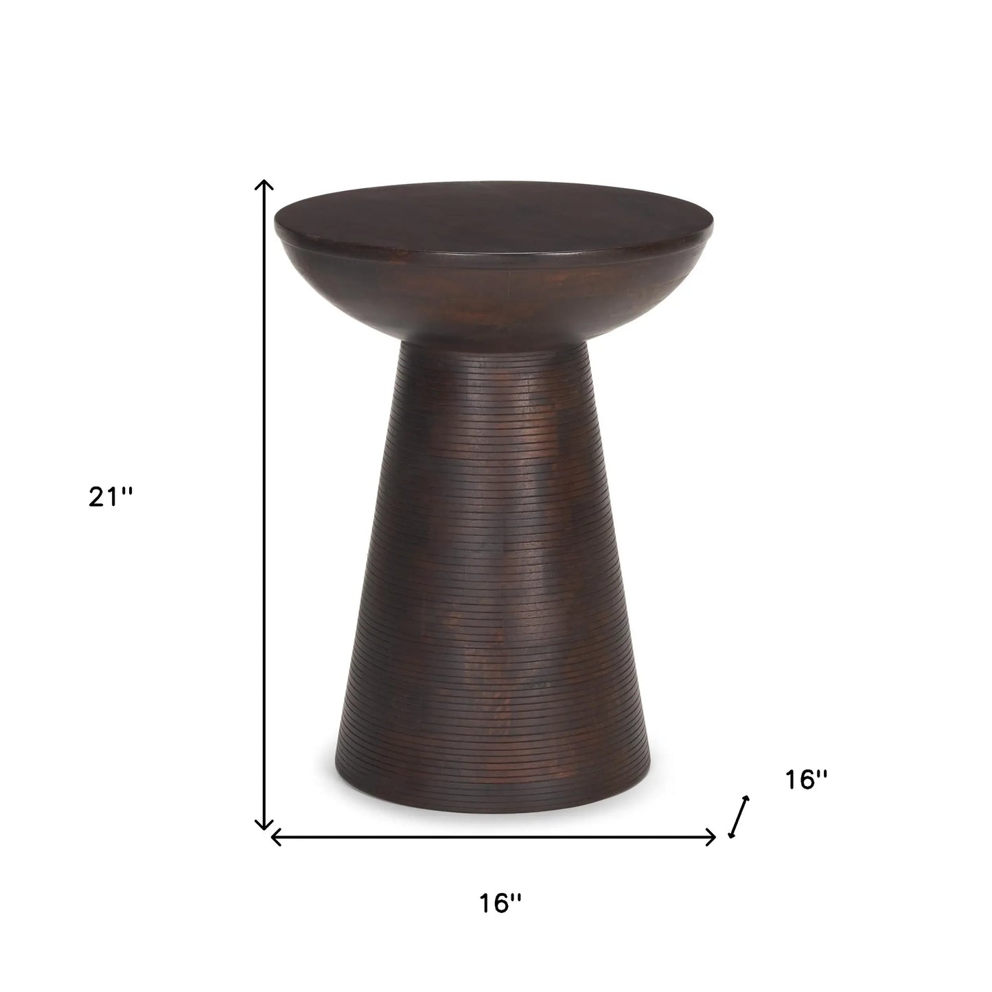 21" Redwood Solid Wood Round Pedestal End Table - Homeroots - Flyclothing LLC