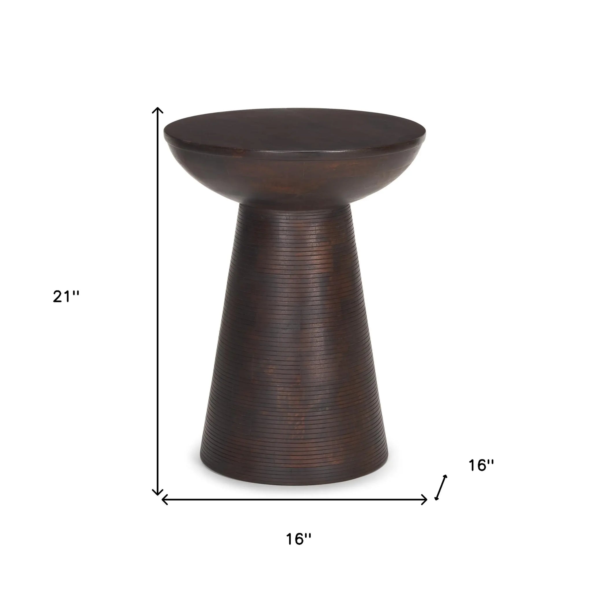21" Redwood Solid Wood Round Pedestal End Table - Homeroots - Flyclothing LLC