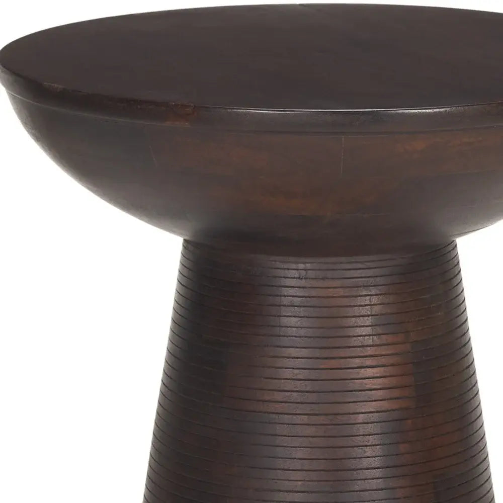 21" Redwood Solid Wood Round Pedestal End Table - Homeroots - Flyclothing LLC