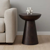21" Redwood Solid Wood Round Pedestal End Table - Homeroots - Flyclothing LLC
