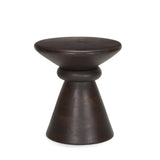 18" Dark Brown Solid Wood Round Pedestal End Table - Homeroots - Flyclothing LLC