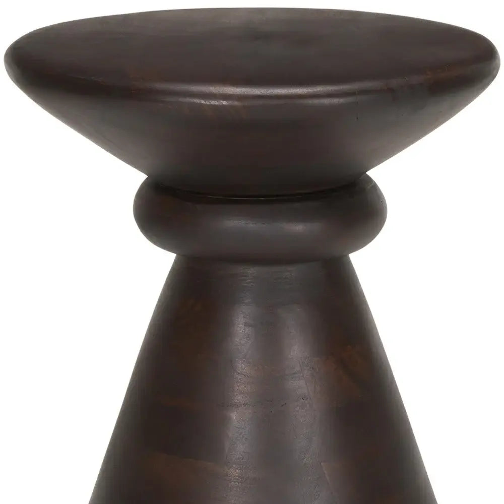 18" Dark Brown Solid Wood Round Pedestal End Table - Homeroots - Flyclothing LLC