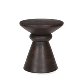 18" Dark Brown Solid Wood Round Pedestal End Table - Homeroots - Flyclothing LLC