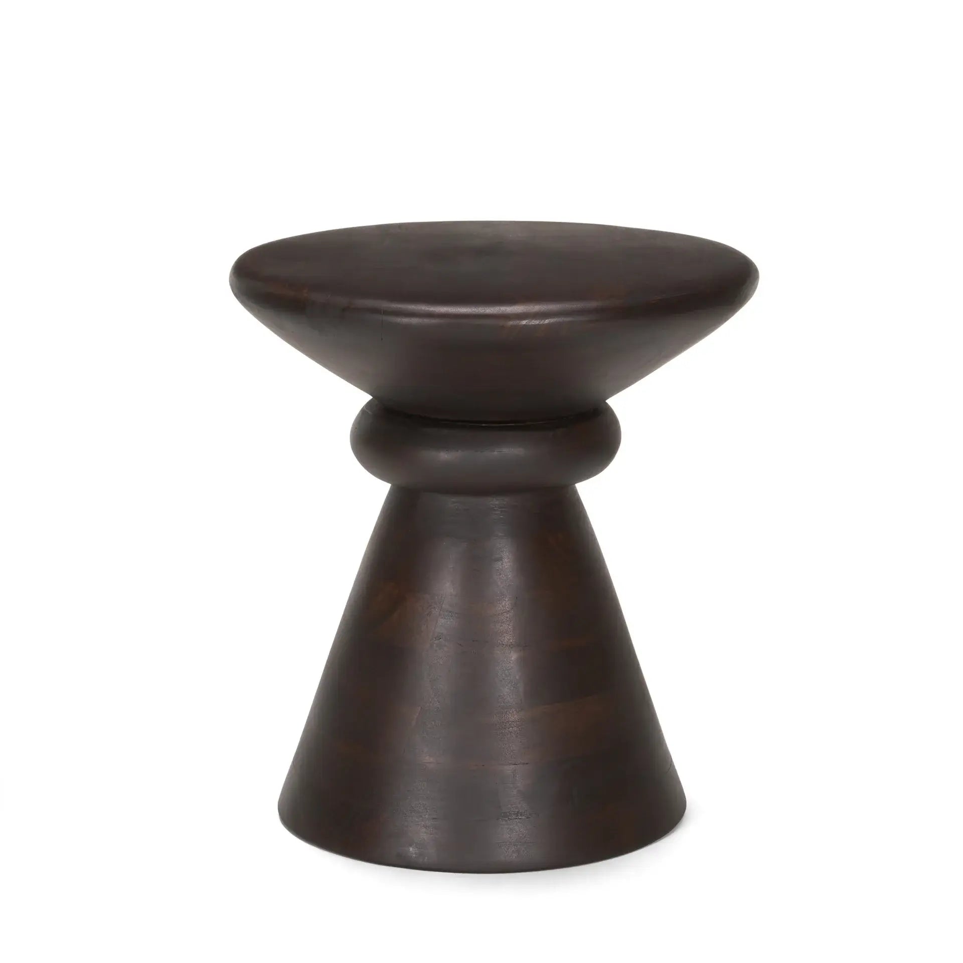 18" Dark Brown Solid Wood Round Pedestal End Table - Homeroots - Flyclothing LLC