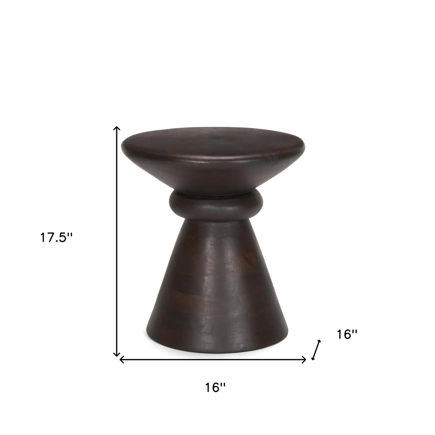 18" Dark Brown Solid Wood Round Pedestal End Table - Homeroots - Flyclothing LLC