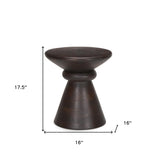 18" Dark Brown Solid Wood Round Pedestal End Table - Homeroots - Flyclothing LLC