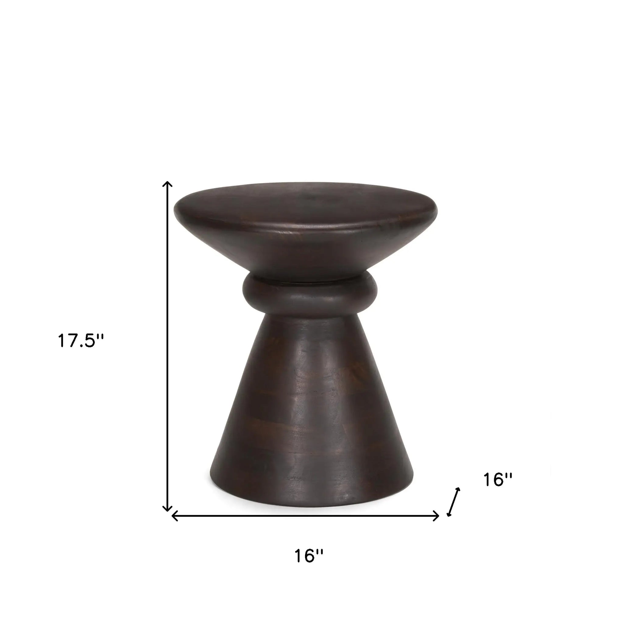 18" Dark Brown Solid Wood Round Pedestal End Table - Homeroots - Flyclothing LLC