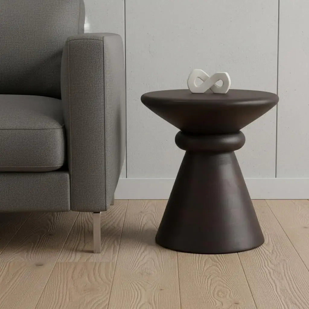 18" Dark Brown Solid Wood Round Pedestal End Table - Homeroots - Flyclothing LLC