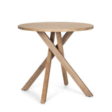 30" Natural Distressed Solid Wood Round Cross Legs End Table - Homeroots - Flyclothing LLC