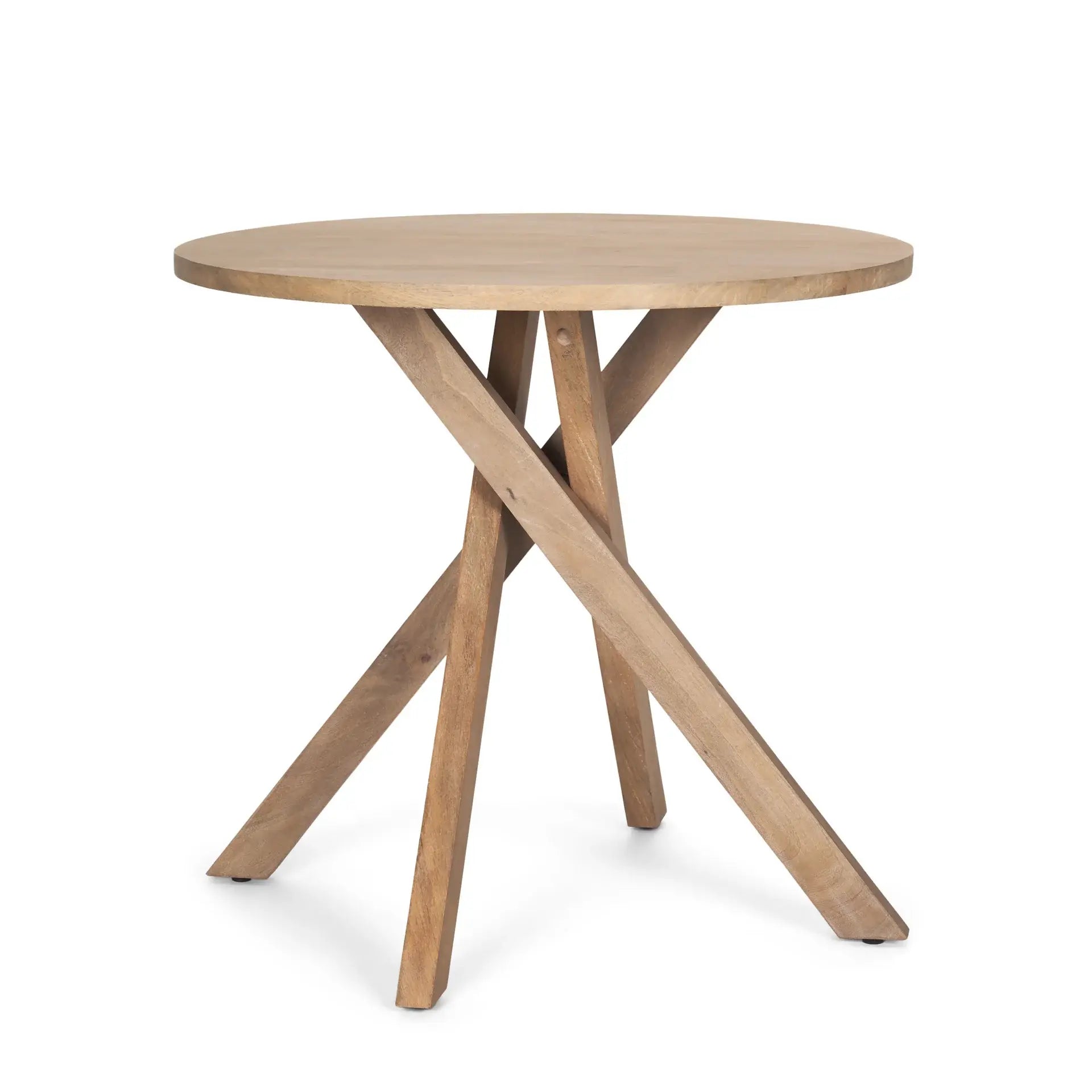 30" Natural Distressed Solid Wood Round Cross Legs End Table - Homeroots - Flyclothing LLC