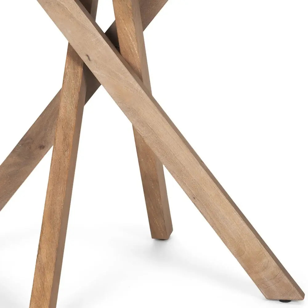 30" Natural Distressed Solid Wood Round Cross Legs End Table - Homeroots - Flyclothing LLC