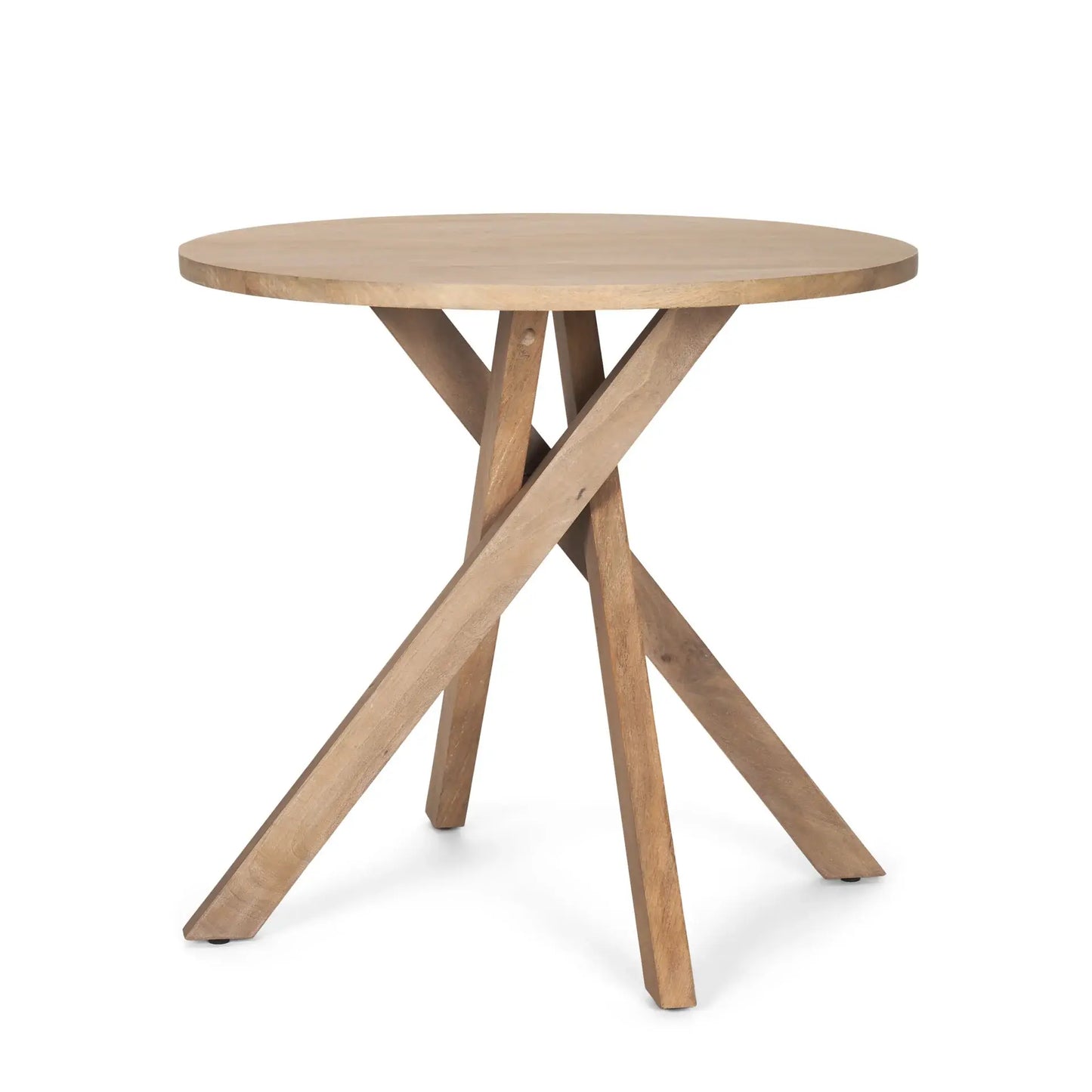 30" Natural Distressed Solid Wood Round Cross Legs End Table - Homeroots - Flyclothing LLC
