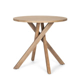 30" Natural Distressed Solid Wood Round Cross Legs End Table - Homeroots - Flyclothing LLC