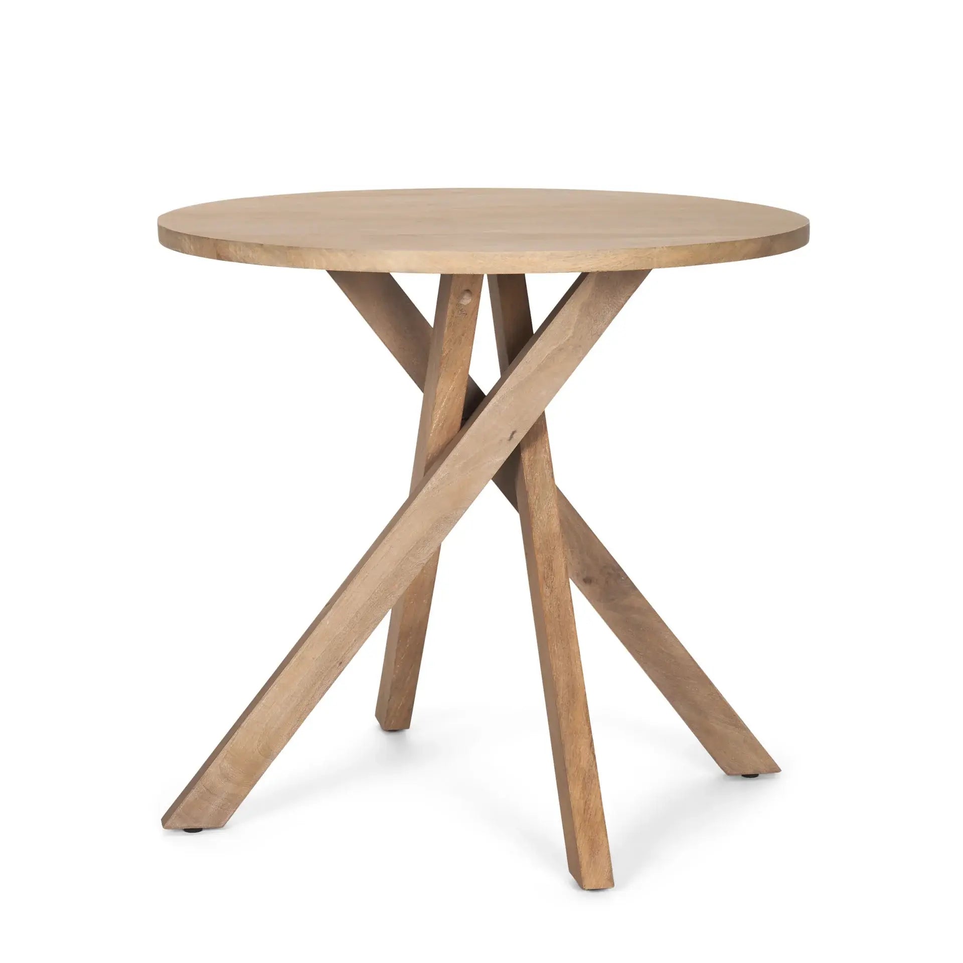 30" Natural Distressed Solid Wood Round Cross Legs End Table - Homeroots - Flyclothing LLC