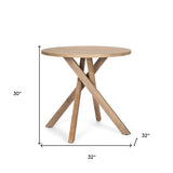 30" Natural Distressed Solid Wood Round Cross Legs End Table - Homeroots - Flyclothing LLC