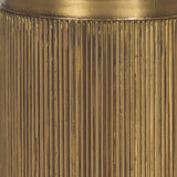 22" White and Gold Stone and Brass Round Block End Table - Homeroots - Flyclothing LLC