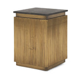 22" Black and Gold Stone and Brass Square Block End Table - Homeroots - Flyclothing LLC