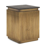 22" Black and Gold Stone and Brass Square Block End Table - Homeroots - Flyclothing LLC