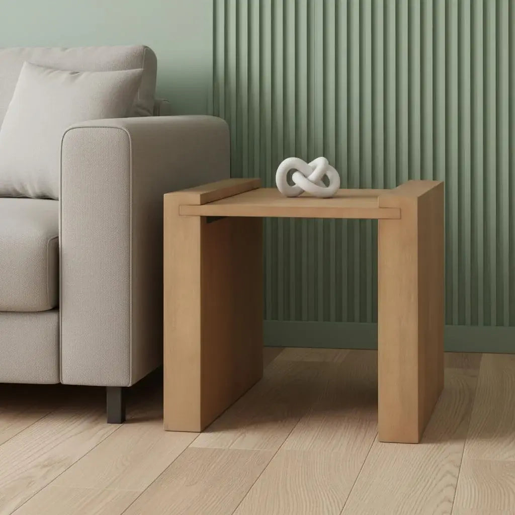 22" Natural Solid Wood Square Sled End Table - Homeroots - Flyclothing LLC