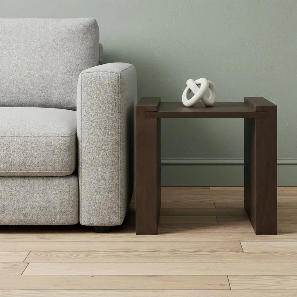 22" Dark Brown Solid Wood Square Sled End Table - Homeroots - Flyclothing LLC