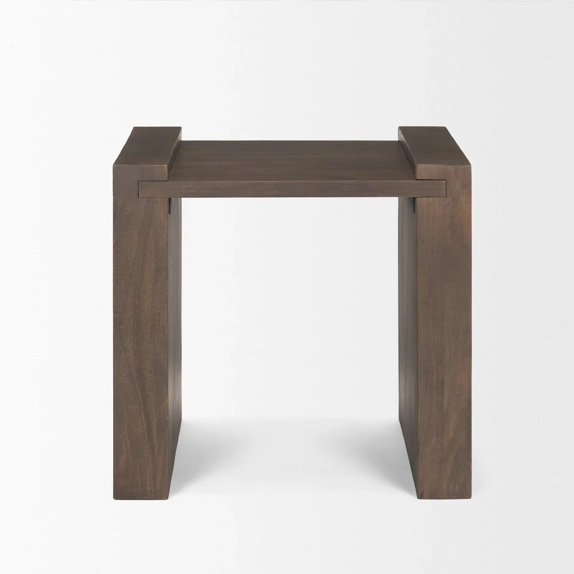 22" Dark Brown Solid Wood Square Sled End Table - Homeroots - Flyclothing LLC