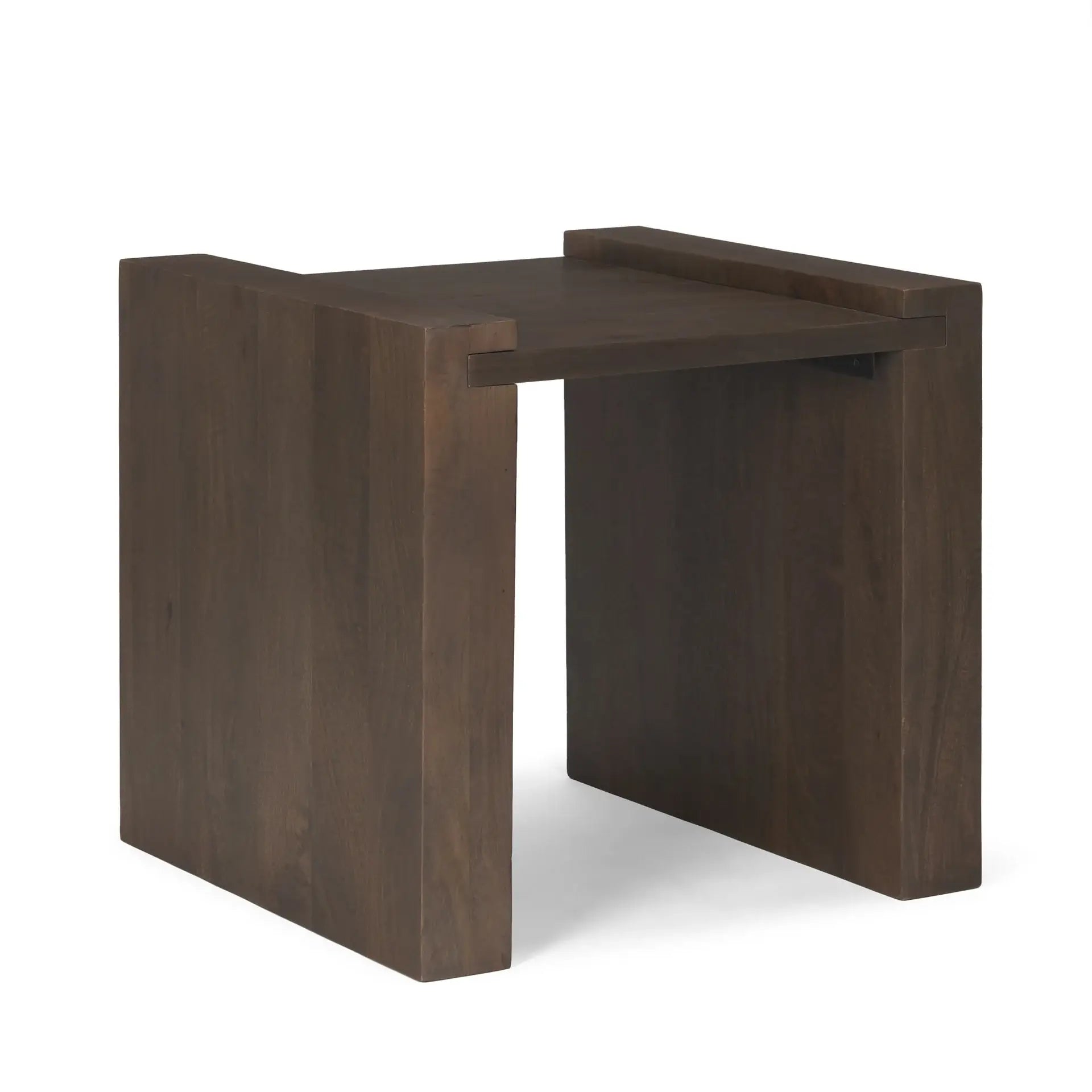 22" Dark Brown Solid Wood Square Sled End Table - Homeroots - Flyclothing LLC