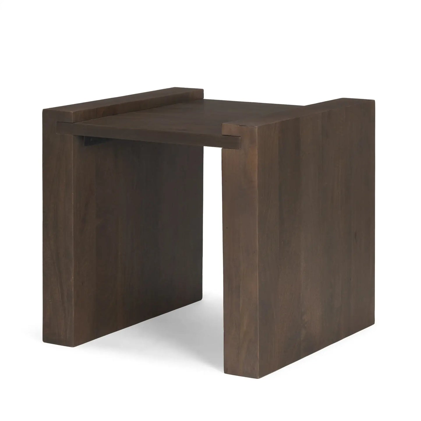 22" Dark Brown Solid Wood Square Sled End Table - Homeroots - Flyclothing LLC