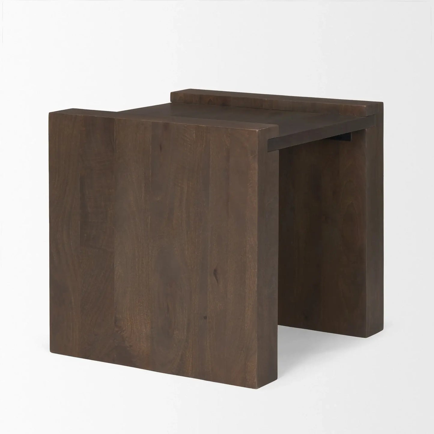 22" Dark Brown Solid Wood Square Sled End Table - Homeroots - Flyclothing LLC