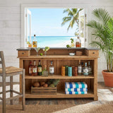 71" Silver and Natural Metal and Solid Wood Rectangular Bar - HomeRoots - Flyclothing LLC