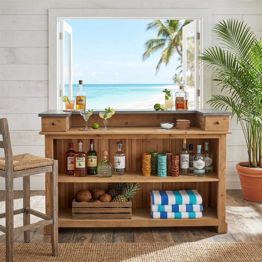 71" Silver and Natural Metal and Solid Wood Rectangular Bar - HomeRoots - Flyclothing LLC