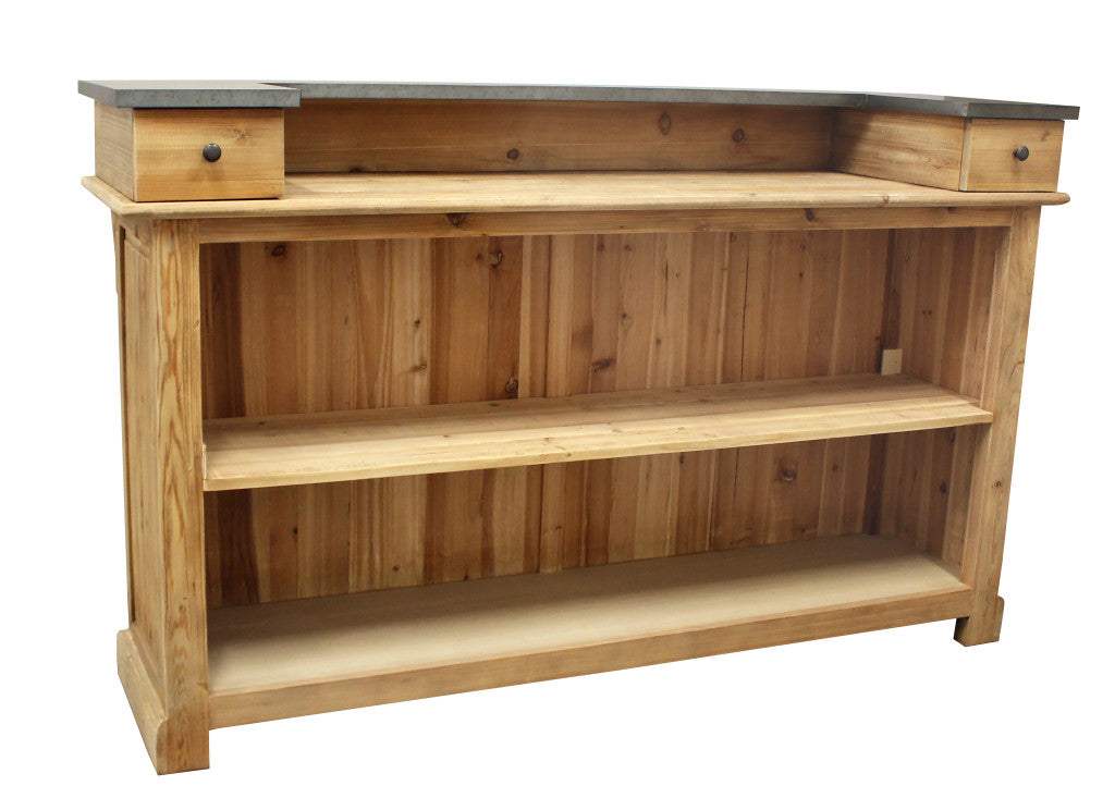 71" Silver and Natural Metal and Solid Wood Rectangular Bar - HomeRoots - Flyclothing LLC