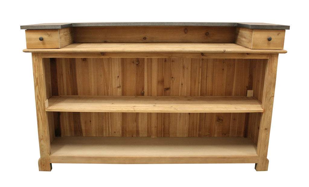 71" Silver and Natural Metal and Solid Wood Rectangular Bar - HomeRoots - Flyclothing LLC