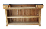71" Silver and Natural Metal and Solid Wood Rectangular Bar - HomeRoots - Flyclothing LLC
