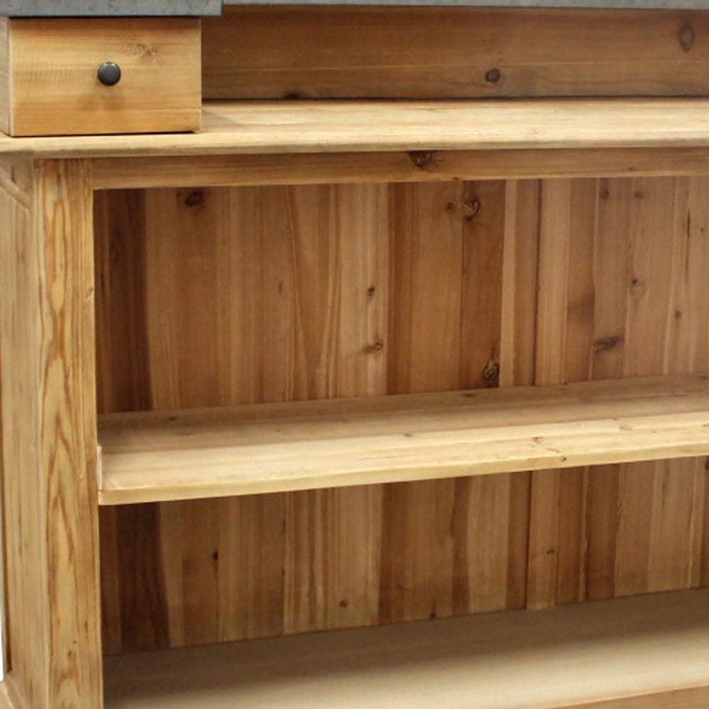 71" Silver and Natural Metal and Solid Wood Rectangular Bar - HomeRoots - Flyclothing LLC