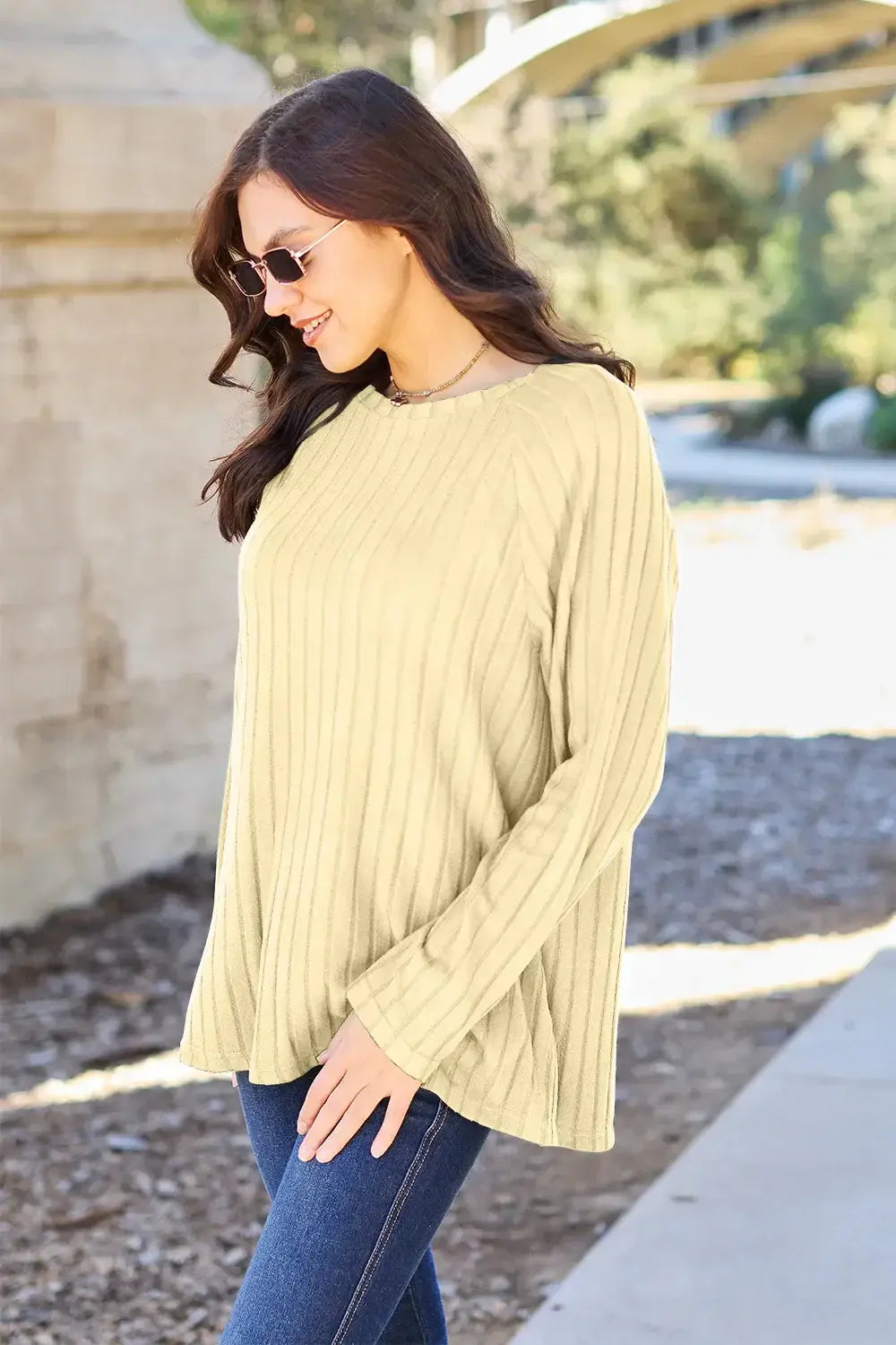 Basic Bae Full Size Ribbed Round Neck Long Sleeve Knit Top - ShopBasicbae - Flyclothing LLC