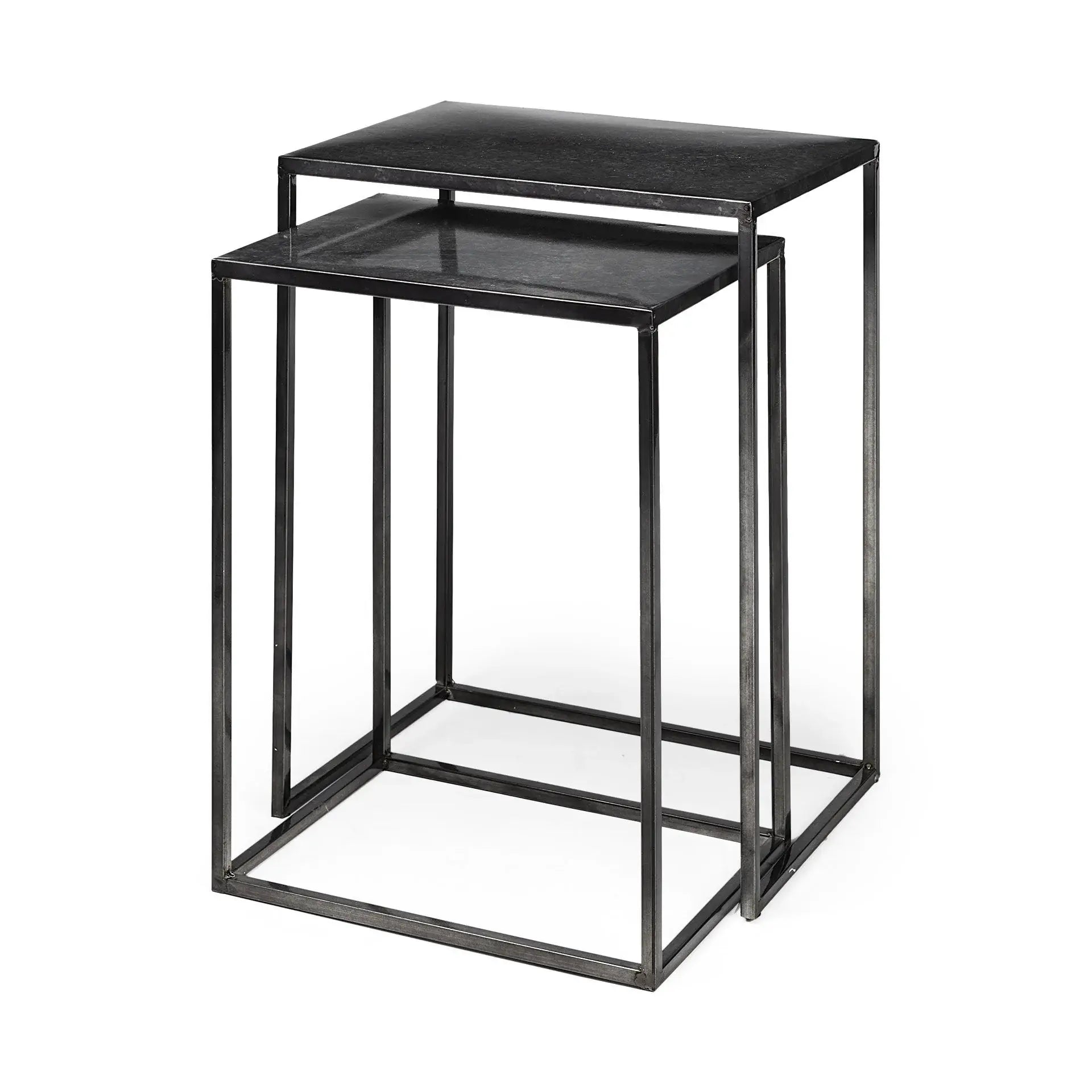 Set of Two Black Iron Nested Tables - Homeroots - Flyclothing LLC