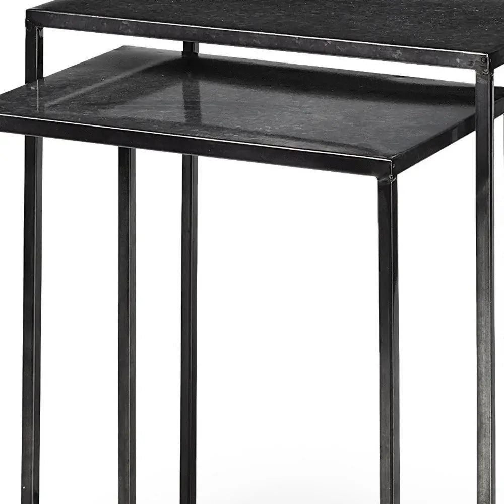 Set of Two Black Iron Nested Tables - Homeroots - Flyclothing LLC