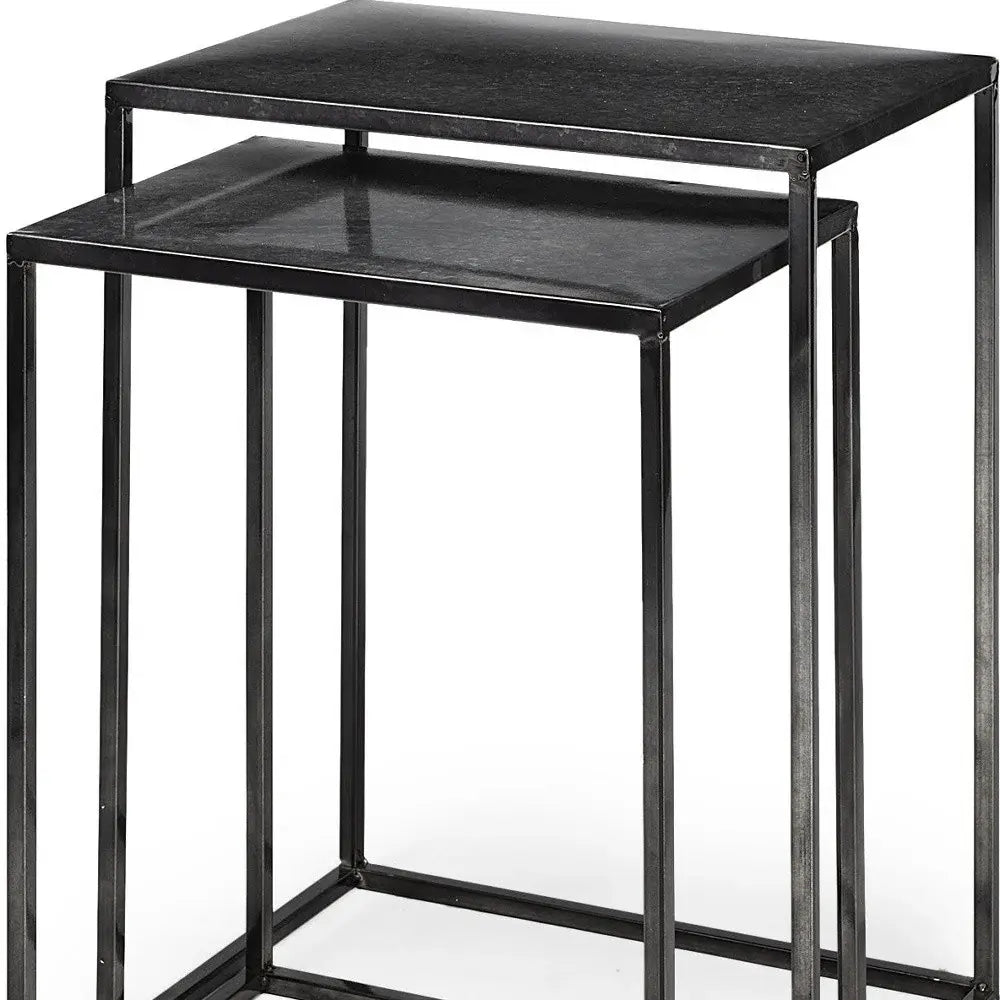 Set of Two Black Iron Nested Tables - Homeroots - Flyclothing LLC