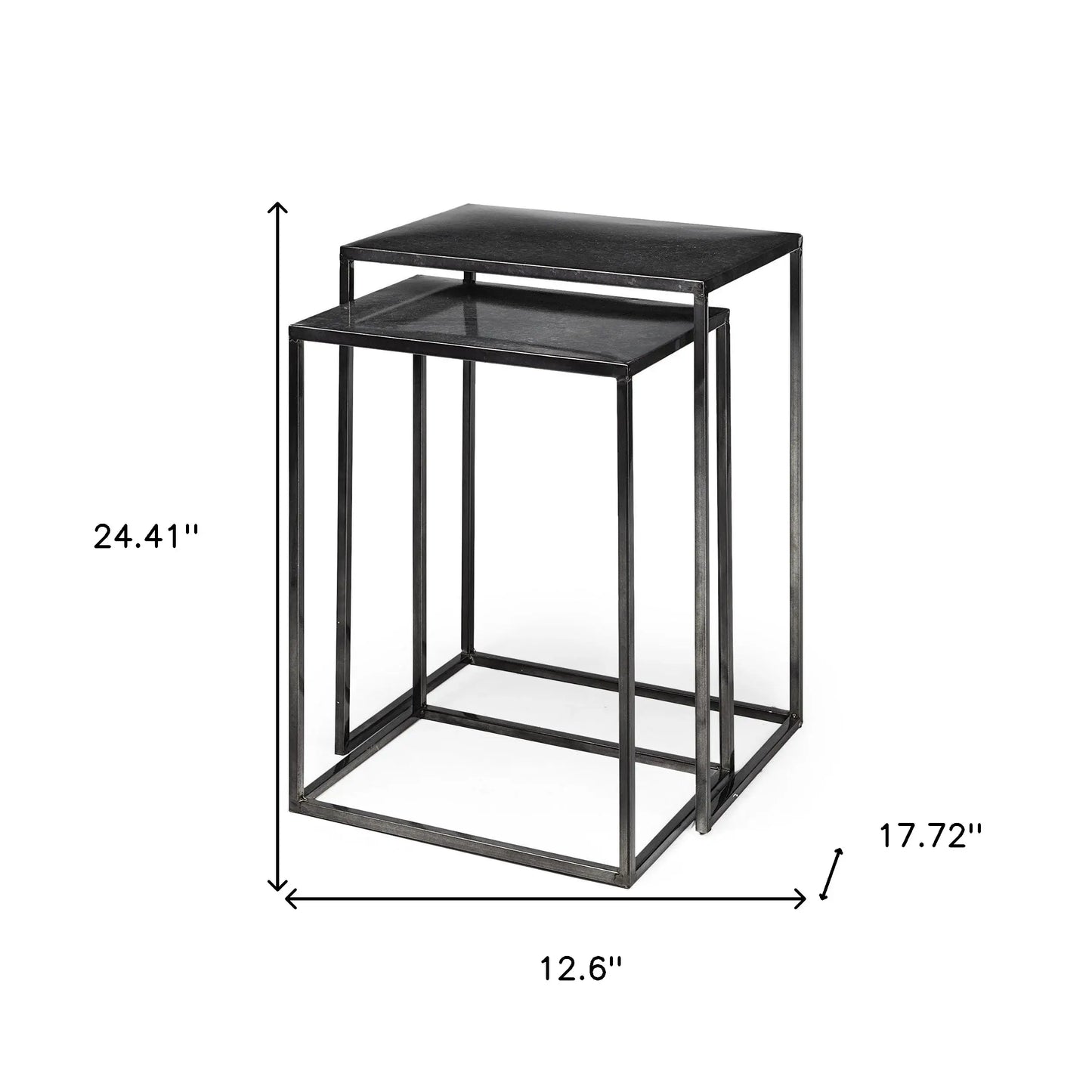Set of Two Black Iron Nested Tables - Homeroots - Flyclothing LLC