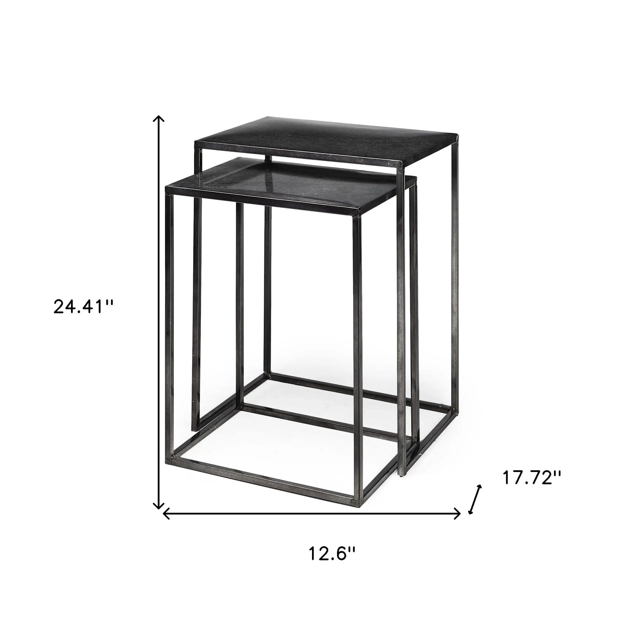 Set of Two Black Iron Nested Tables - Homeroots - Flyclothing LLC