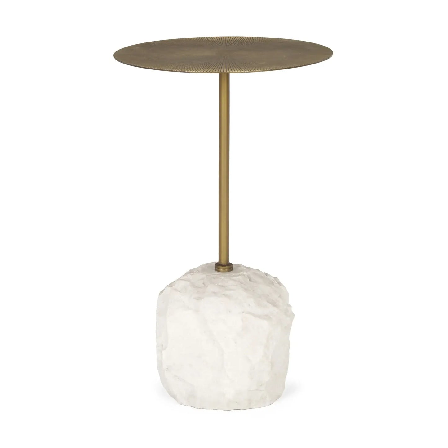15" Gold and White Iron and Wood Tray Table - Homeroots - Flyclothing LLC