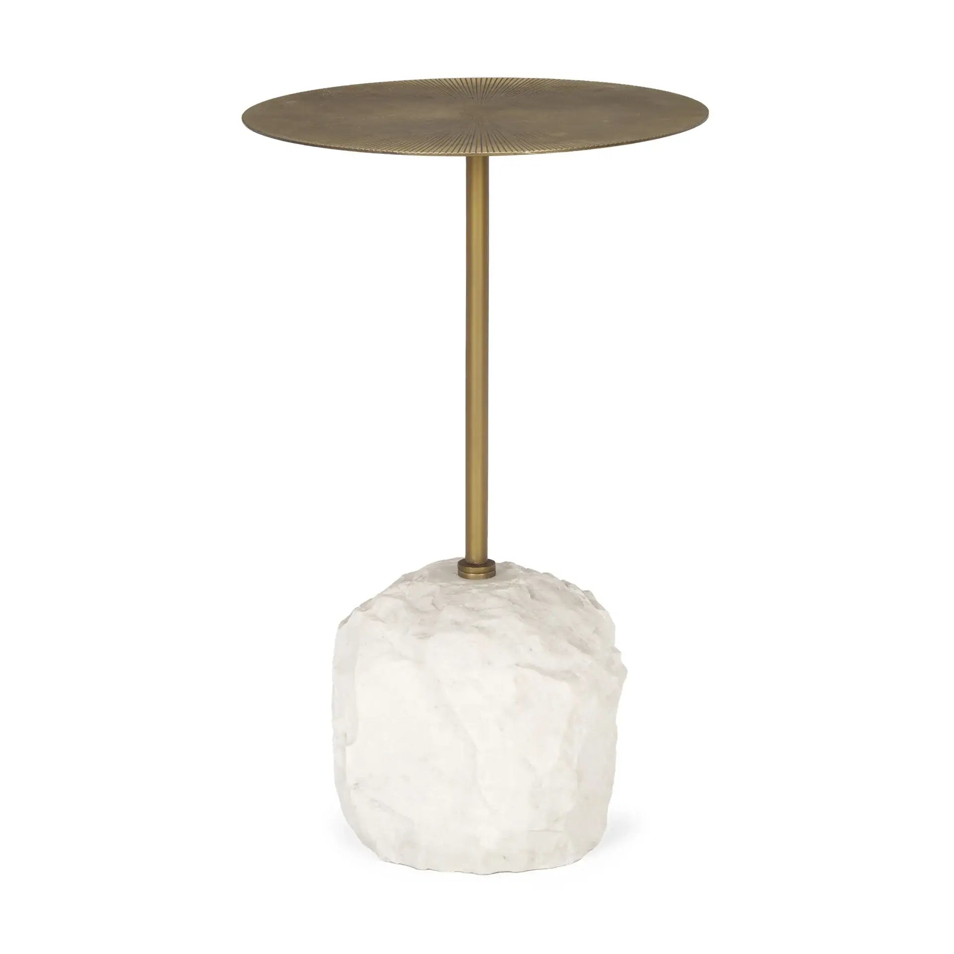 15" Gold and White Iron and Wood Tray Table - Homeroots - Flyclothing LLC