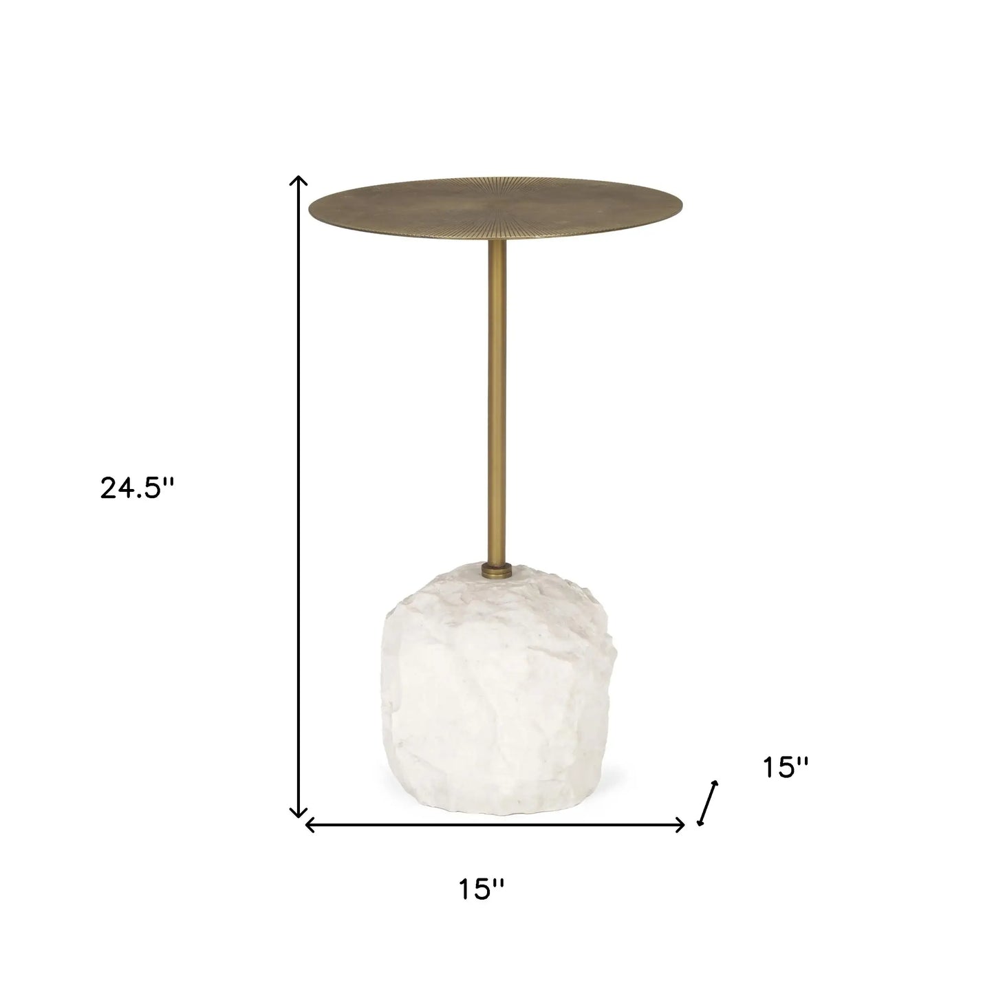 15" Gold and White Iron and Wood Tray Table - Homeroots - Flyclothing LLC