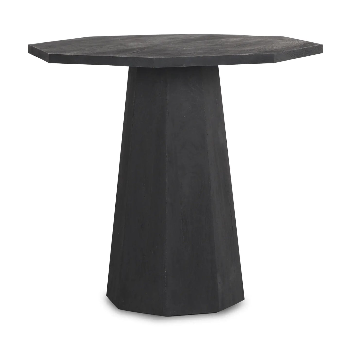 30" Black Solid Wood Hexagonal Pedestal End Table - Homeroots - Flyclothing LLC