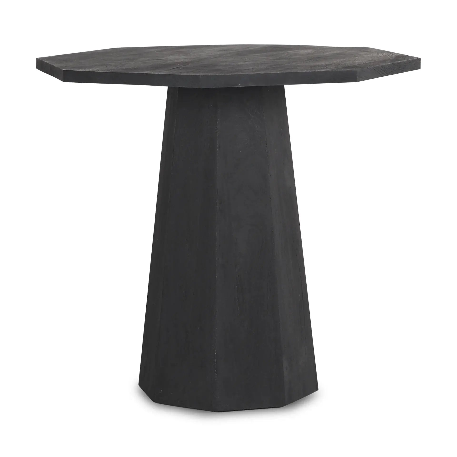 30" Black Solid Wood Hexagonal Pedestal End Table - Homeroots - Flyclothing LLC