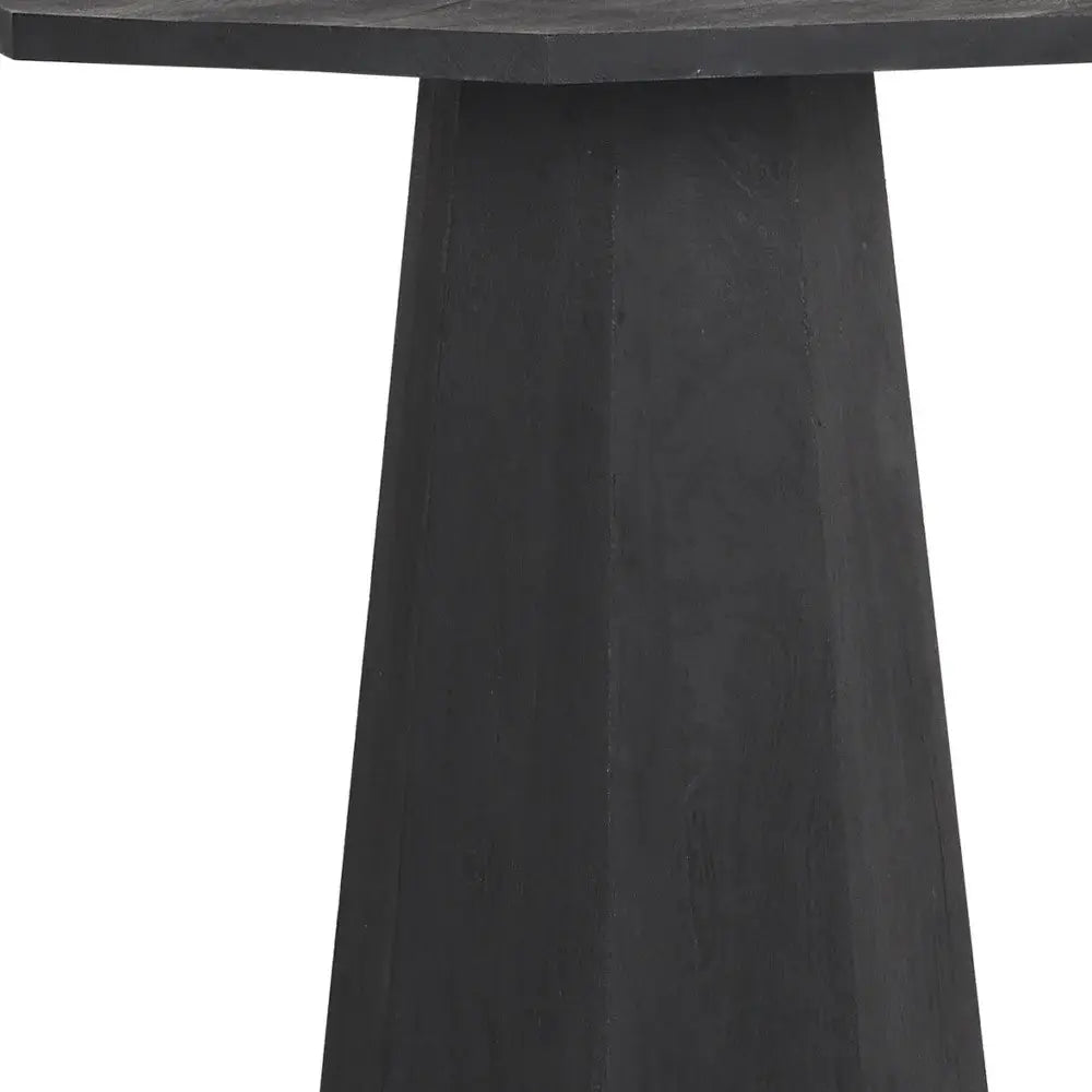 30" Black Solid Wood Hexagonal Pedestal End Table - Homeroots - Flyclothing LLC