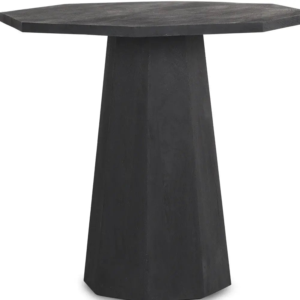 30" Black Solid Wood Hexagonal Pedestal End Table - Homeroots - Flyclothing LLC