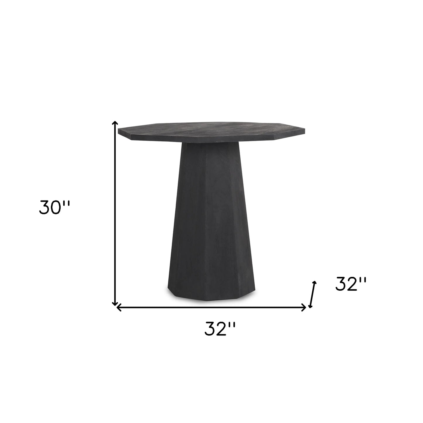30" Black Solid Wood Hexagonal Pedestal End Table - Homeroots - Flyclothing LLC