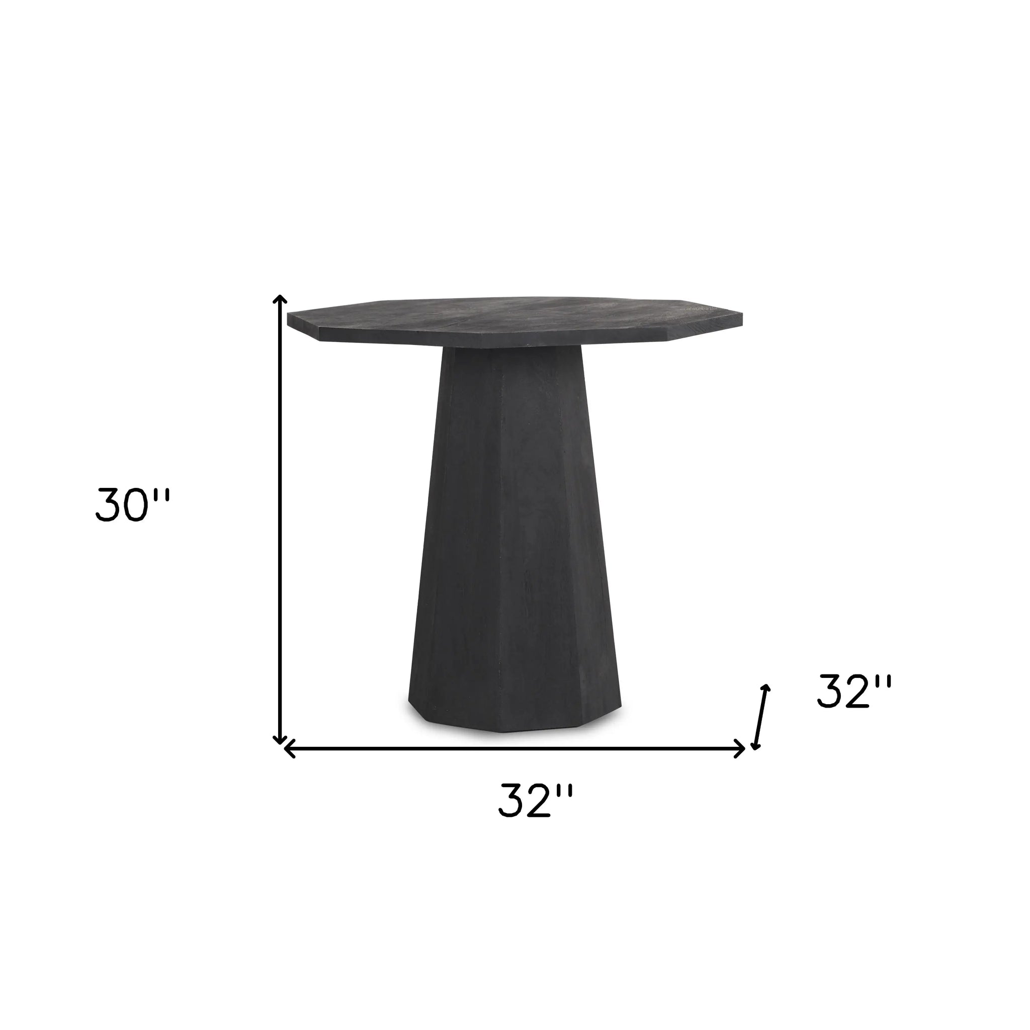 30" Black Solid Wood Hexagonal Pedestal End Table - Homeroots - Flyclothing LLC