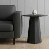 30" Black Solid Wood Hexagonal Pedestal End Table - Homeroots - Flyclothing LLC